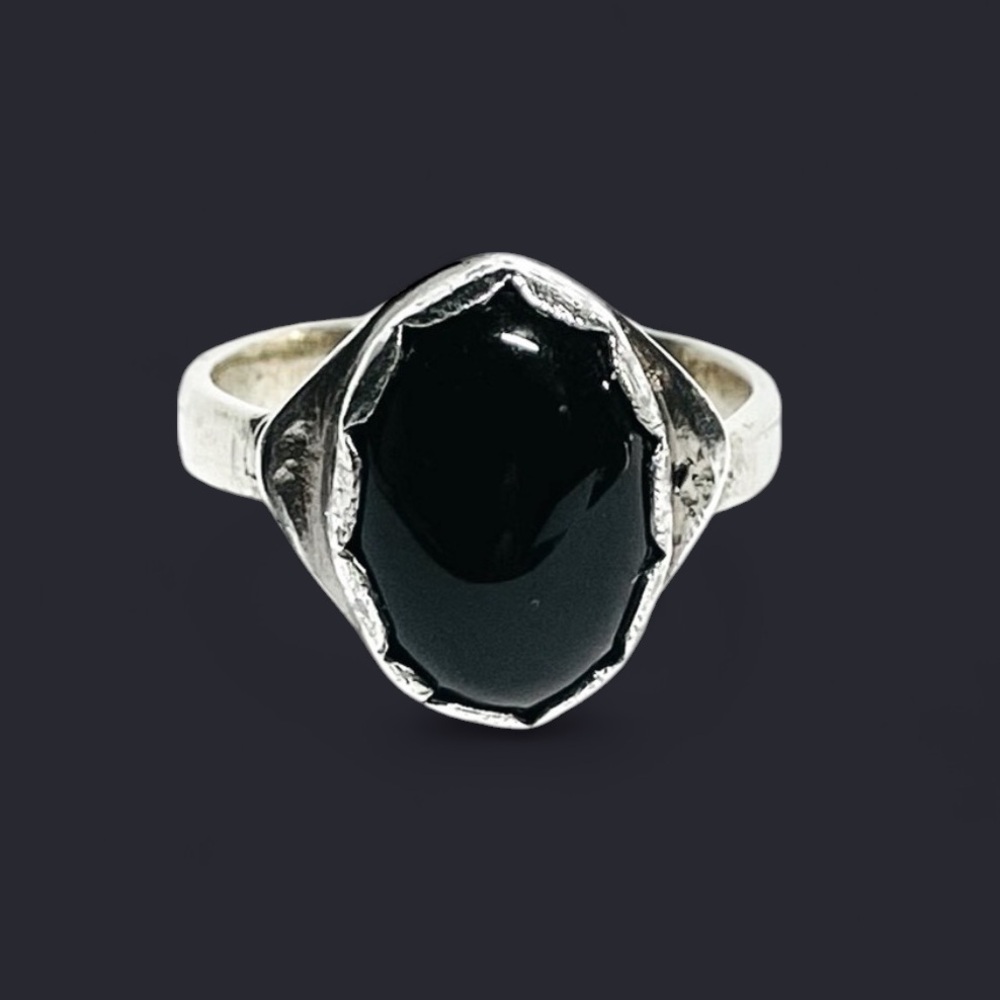 Artisan Black Obsidian & Sterling Silver Ring